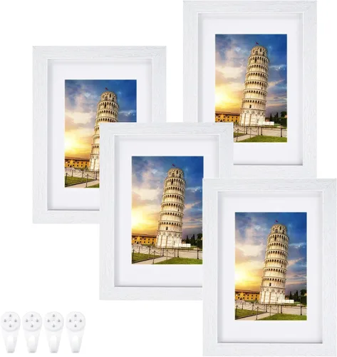 Vista 14 de Nacial Portarretratos de 5 x 7 pulgadas, juego de 4 portarretratos para fotos de 4 x 6 pulgadas con paspartú, para fotos de 5 x 7 pulgadas sin