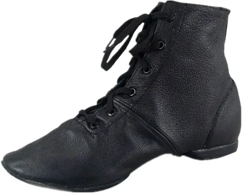 Vista 2 de Zapatos de baile de práctica para hombre, botas planas de jazz de cuero suave