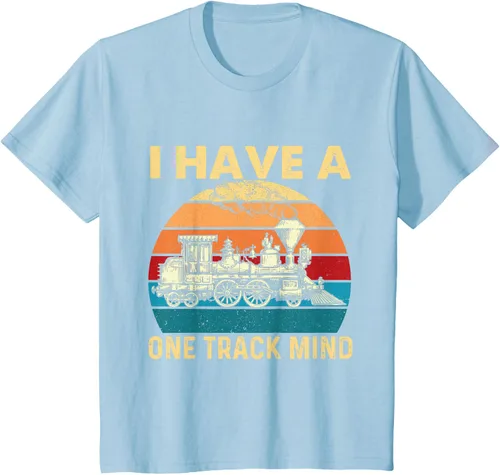 Vista 12 de Camiseta con texto en inglés "I Have A One Track Mind - Trainspotter Model Train Railroad, Negro, S