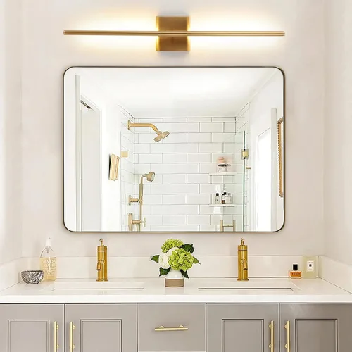 Vista 6 de Juego de 2 apliques de pared LED en oro cepillado con luz blanca cálida