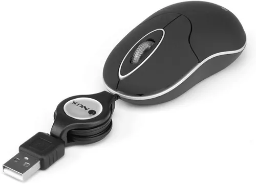 Vista 5 de NGS Sin - Ratón óptico con cable USB retráctil y rueda de desplazamiento, 1000 DPI - Negro