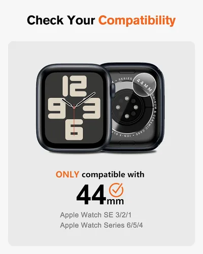 Vista 2 de amBand 3 en 1 Estuche de Metal Compatible con Apple Watch Series SE 3/SE 2/SE 6/5/4 44mm, Protector W1 Resistente con Protector de Corona + Funda