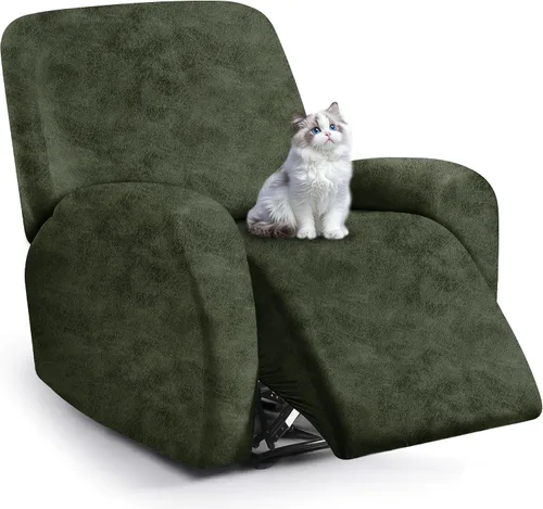 Vista 92 de ANARACHON Fundas para sillas reclinables con aspecto de cuero, funda elástica de 4 piezas, funda suave para silla reclinable, protector de muebles