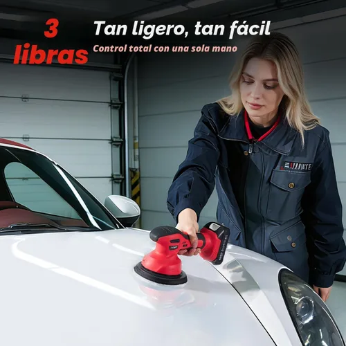 Vista 6 de Kit de pulidora de búfer de coche inalámbrica con 2 baterías de 2000mAh 21V, kit de pulidora y encerada de búfer de 6 pulgadas para coche con 6