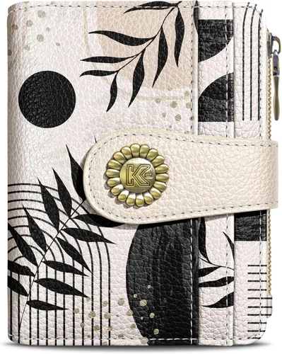 Vista 42 de Kelvoris Cartera pequeña Rfid para mujer, plegable, con cremallera, bolsillo para monedas, piel sintética, compacto, para tarjetas de crédito