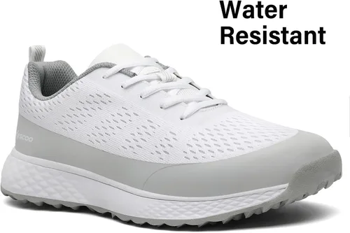 Vista 2 de KESCOO Zapatos de golf impermeables para hombre, calzado de golf profesional sin pinchos, ligero y cómodo al aire libre, zapatillas de entrenamiento