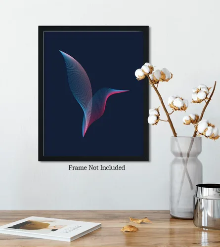 Vista 5 de Moiré Hummingbird Home Decor - Minimalist Bathroom Decor Wall Art - Teen Room Decor - Great Gift for Men, Women and Kids - 11x14 unframed print