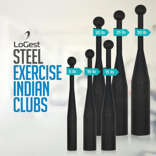 Vista 7 de Logest Steel Mace Club de Ejercicio - Mazas Indias de Acero Resistente Perfectas para Entrenamiento de Fuerza y Rehabilitación Mejora el Agarre
