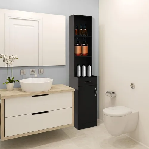 Vista 4 de mefeir Salon Station, gabinete de almacenamiento para peluquero con cajón, 5 compartimentos y estante, MDF duradero, equipo organizador para salón