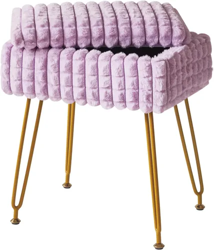 Vista 18 de IBUYKE Taburete Rectángulo con Reposapiés Otomano, Taburete de Tocador de Maquillaje, Mesa Auxiliar, Asiento de Tocador de Terciopelo, Silla