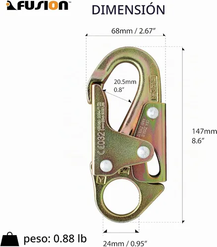 Vista 2 de Fusion Climb Maxi-2 Gancho de acero al carbono de alta resistencia forjado a presión, oro, universal (FP-6013-5-HS-GLD)