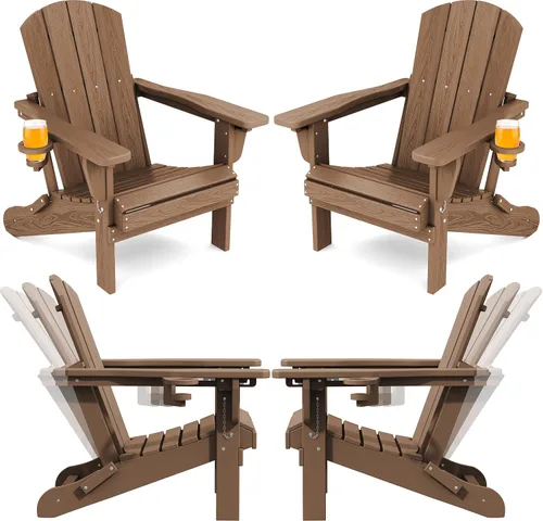 Vista 19 de SERWALL Silla Adirondack plegable ajustable con portavasos reclinable