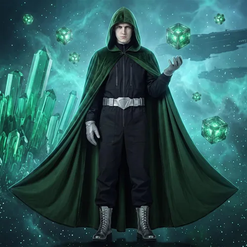 Vista 5 de Dr Green Costume Supervillain Green Cloak with Hood