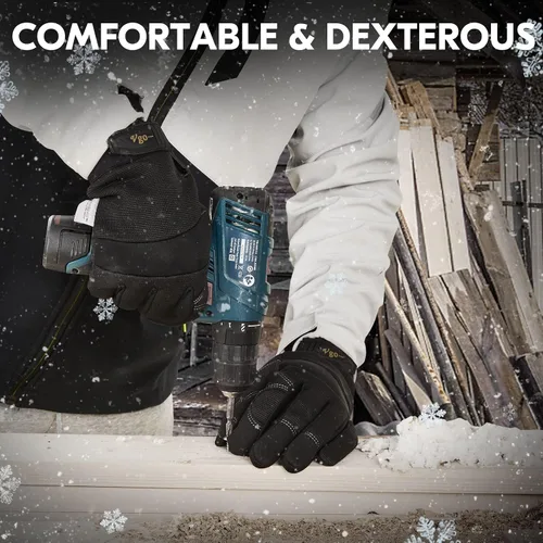 Vista 5 de Vgo... 32℉ or Above Lined Winter Warm Work Gloves,Synthetic Leather,Freezer Work Gloves, High Dexterity(SL8270F)
