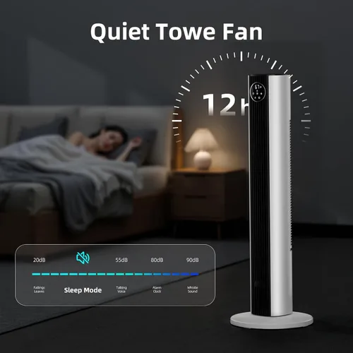 Vista 5 de Antarctic Star Ventilador de Torre Portátil Ventiladores de Piso Oscilante 85° Ventilador Silencioso de Enfriamiento Temporizador 12H Control Remoto