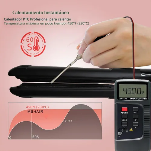 Vista 8 de MBHAIR Flat Iron Hair Straightener Curler 2 in 1,Ceramic 1″ Instant Heat up