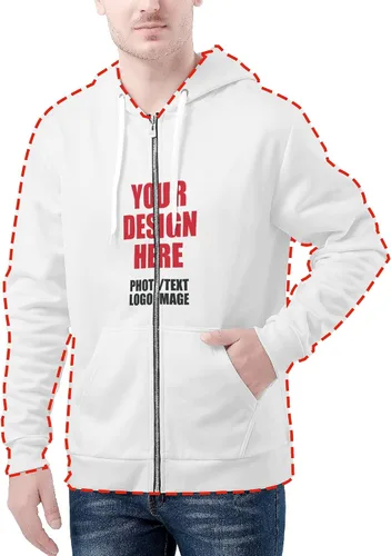 Vista 2 de POPCUSTOMS Sudadera con capucha personalizada con cremallera para hombre con bolsillo canguro
