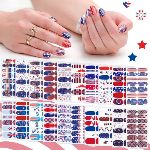 Vista 9 de 20 hojas de esmalte de uñas de Navidad, envolturas completas de uñas para mujeres, calcomanías autoadhesivas de esmalte de uñas de gel, tiras