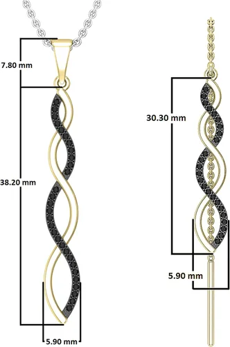 Vista 3 de Dazzlingrock Collection Juego de pendientes y pendientes redondos de diamantes negros de 0,50 quilates