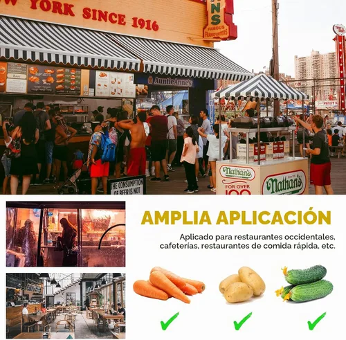 Vista 6 de CGOLDENWALL Cortadora eléctrica de papas con brochetas de bambú gratis de acero inoxidable, cortadora de papas torcida automática de acero