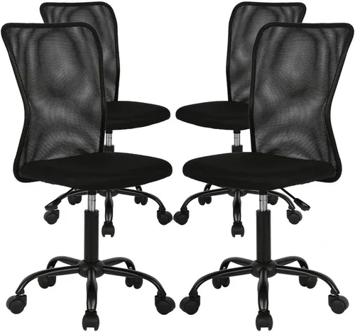 Vista 8 de Silla de oficina, silla de computadora con soporte lumbar, ergonómica, respaldo medio, malla ajustable, altura ajustable, silla giratoria sin