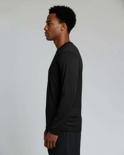 Vista 5 de Real Essentials Paquete de 4 unidades camiseta de manga larga para hombre Dry Fit, disipa la humedad, protección solar FPU 50+ contra rayos