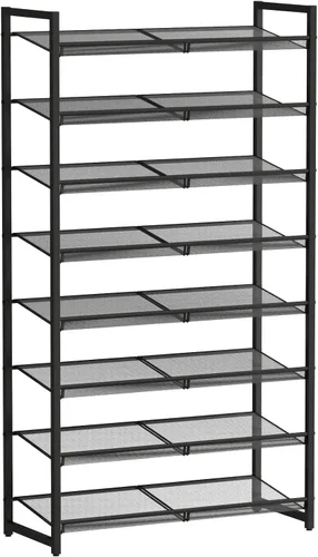 Vista 13 de Zapatero de metal para armario, entrada, organizador de zapatos de 4 niveles, estantes planos o angulares ajustables, capacidad para hasta 20 pares