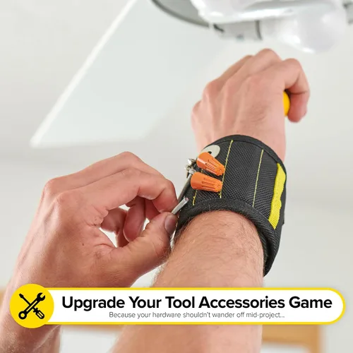 Vista 7 de Pulsera magnética MagSnap de Wrap-It Storage - Gris grafito - Gran regalo para papá cinturón de herramientas y soporte de tornillo