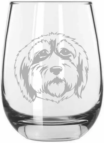 Vista 254 de Shar Pei (chino) - Vaso de vino sin tallo grabado para perro, 15.25 onzas