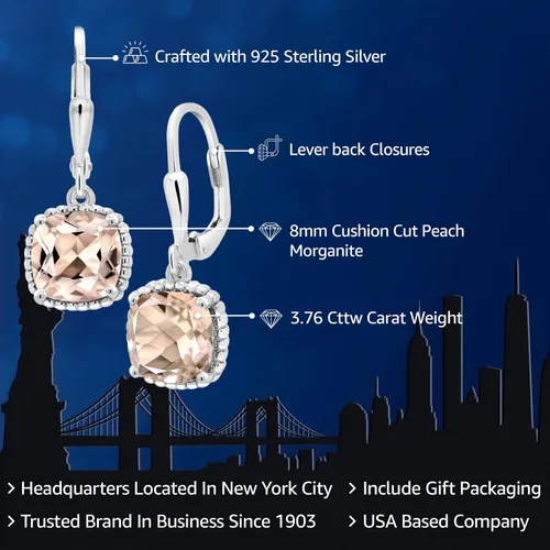 Vista 23 de Gem Stone King Aretes colgantes de plata de ley 925 de 0.315 pulgadas para mujer