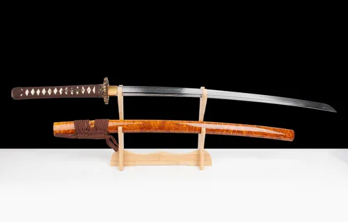 Vista 3 de Espada samurái real forjada a mano con acero T10 templado con arcilla, espada Katana de espiga completa afilada, 41 pulgadas Full Tang Katana
