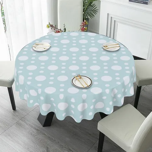 Vista 4 de Minimalist Green Round Tablecloth White Dots Table Cloth Decor Washable Table Cover with Wrinkle Resistant for Home Kitchen Dining Room Picnic