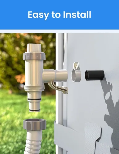 Vista 6 de POOLHACKER [Patentado] Válvula de émbolo Plus con adaptador de manguera de piscina y soporte de tubería de piscina, accesorios de piezas de repuesto