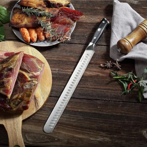Vista 9 de Lifespace Cuchillo para tallar jamón y pechuga para barbacoa - Hoja de acero inoxidable de 12