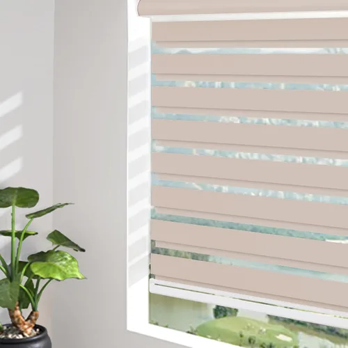 Vista 10 de Changshade - Persianas enrollables sin cordones de cebra de tamaño personalizado para ventana, cortinas enrollables de doble capa con filtro de luz