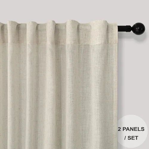 Vista 11 de Pitalk Cortinas de lino para café de 24 pulgadas de largo, con bolsillo trasero, plisadas, estilo bohemio, granja, cocina, cortinas para ventana