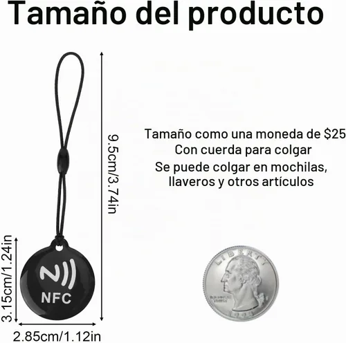 Vista 2 de 5 etiquetas NFC, tarjetas programables en blanco impermeables, llavero funciona con todos los teléfonos y dispositivos habilitados para NFC