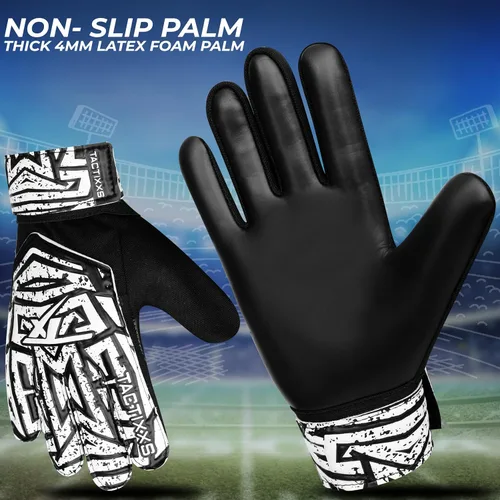 Vista 3 de Guantes de portero de fútbol para niños y jóvenes, guantes de portero de fútbol Funky antideslizantes con palma de látex de 0.16 in con agarres