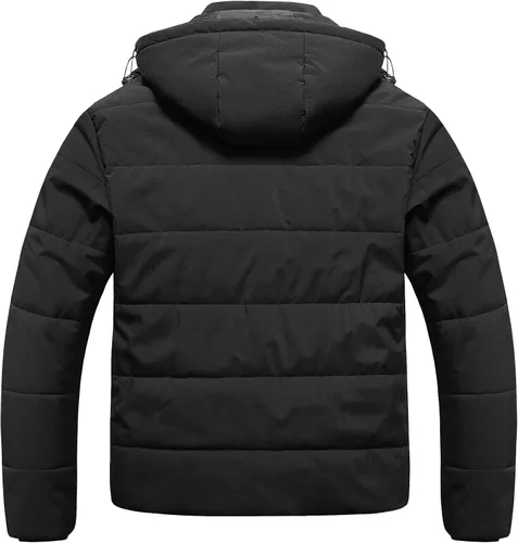 Vista 2 de CREATMO US Chaqueta acolchada de invierno para hombre grande y alta, impermeable, abrigo de burbujas, parka de esquí hinchada con capucha
