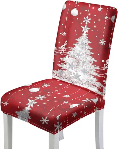 Vista 20 de HUGS IDEA Fundas para sillas de comedor de Navidad, bastón de caramelo, elásticas, fundas para sillas Parsons para comedor, lavables, fundas