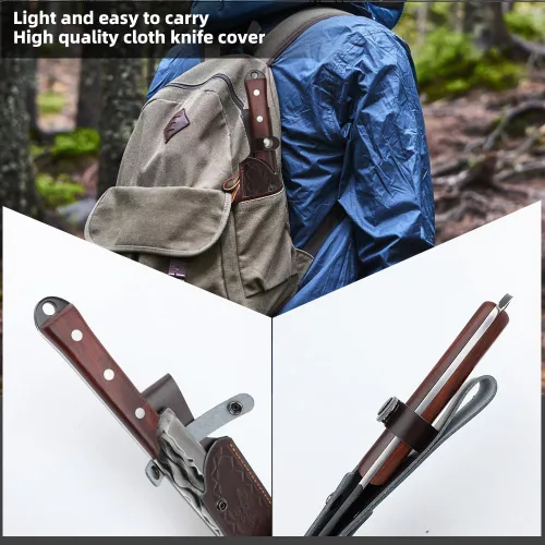 Vista 2 de Machete de supervivencia con funda para cortar árboles, para trabajo de jardín y para machetes de bushcrafting, machete de hoz de servicio pesado