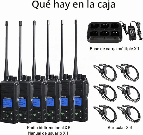 Vista 7 de SAMCOM FPCN30A Radio de dos vías comercial con cargador de pandillas, radio recargable de 2 vías, Walkie Talkie de 5 W de alta potencia, radios UHF