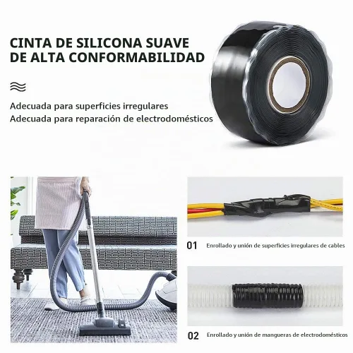 Vista 4 de Clavichord Cinta de silicona autoadherente - Cinta de 1 pulgada de ancho y 15 pies de largo, resistente a la intemperie, autoadhesiva