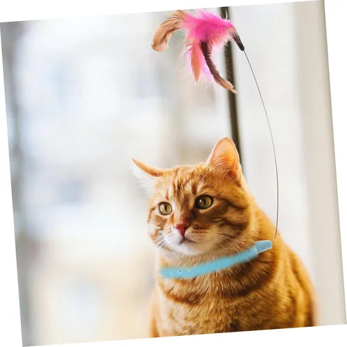 Vista 6 de Alipis Collar de juguete para gatos, varita ajustable para burlas, juguete interactivo para gatitos, ejercicio de persecución, alivio del estrés