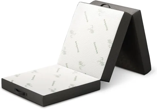 Vista 6 de Cozzzi Colchón plegable individual de 4 pulgadas para suelo y viajes con funda extraíble, colchón ligero y portátil para adultos y niños, compacto