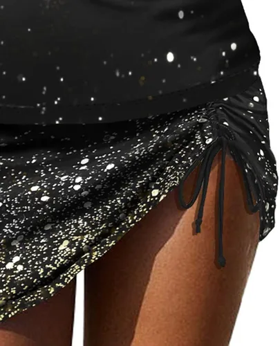 Vista 6 de REKITA Trajes de baño sexy tankini con falda, anillo en O, tankinis de 2 piezas, trajes de baño de bloque de color para mujer