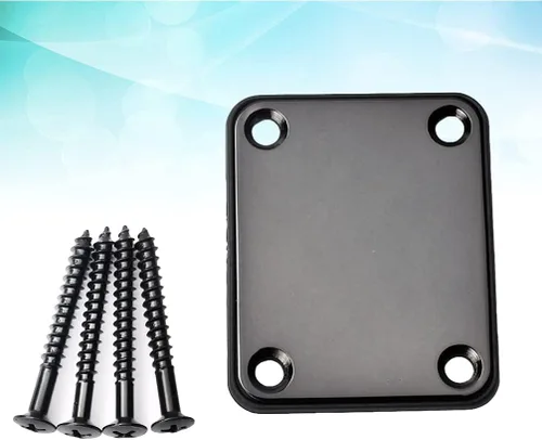 Vista 9 de EXCEART Placa de cuello de metal, placa de conexión con 4 tornillos para instrumento musical de bajo (negro)