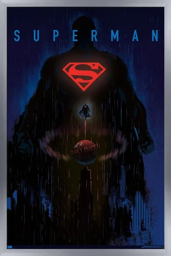 Vista 10 de DC Comics: Dark Artistic - Póster de pared de Superman, 22.4 pulgadas de largo x 14.7 pulgadas de ancho, versión enmarcada de madera de granero