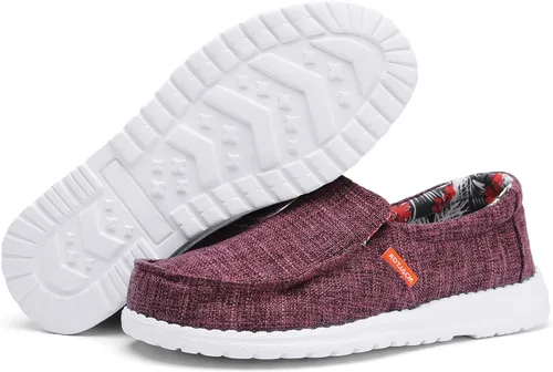 Vista 8 de ROTJACM Zapatos casuales de tela para mujer, zapatos de lona cómodos y anchos con puntera tipo mocasín, ligeros, zapatos para caminar al aire libre
