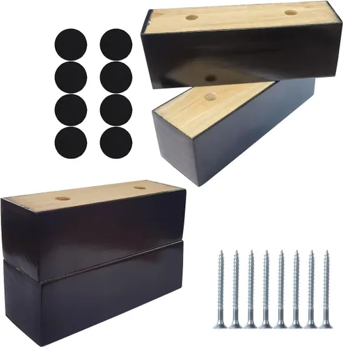 Vista 8 de Soporte de madera para sofá de cama de 2 pulgadas, patas de madera en forma de L, patas de sofá, patas de repuesto para sofá, patas de tocador, Negro